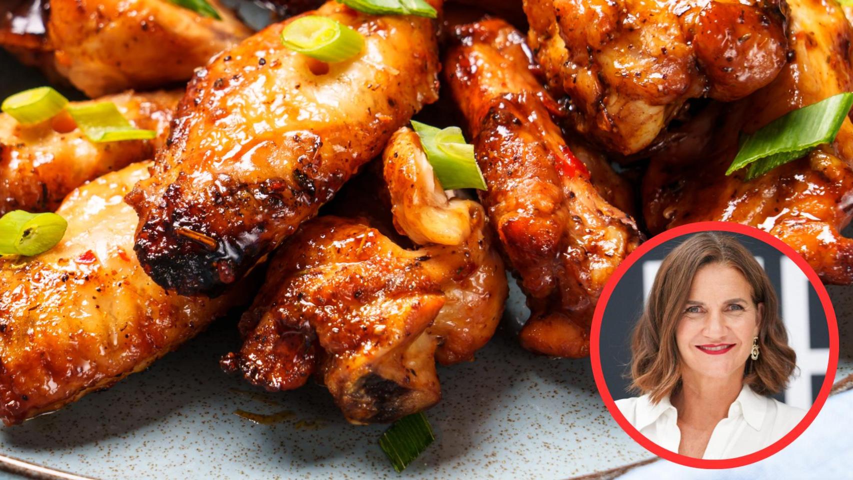 Samantha Vallejo-Nágera y plato de pollo