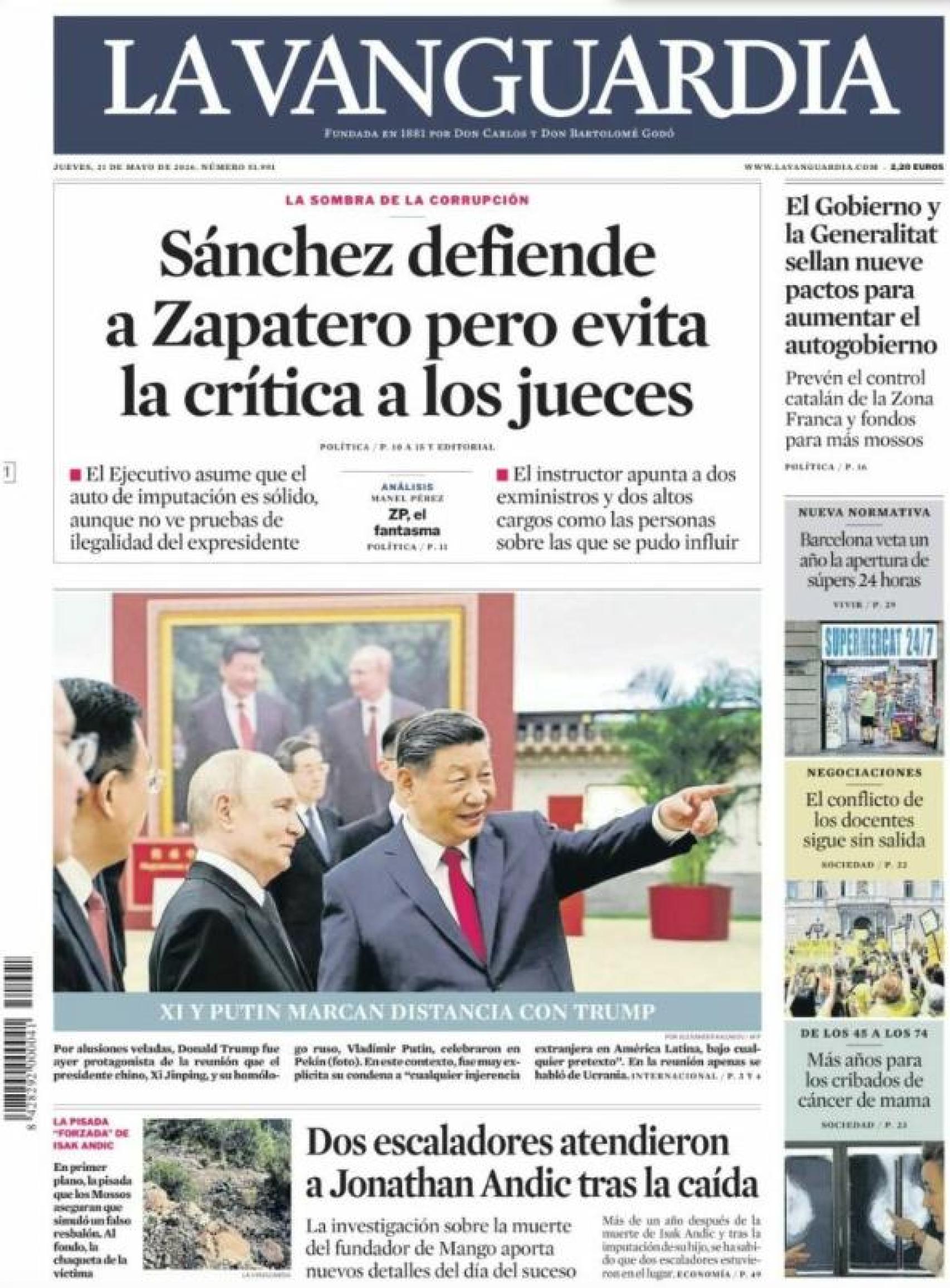Portada La Vanguardia 21 de maig