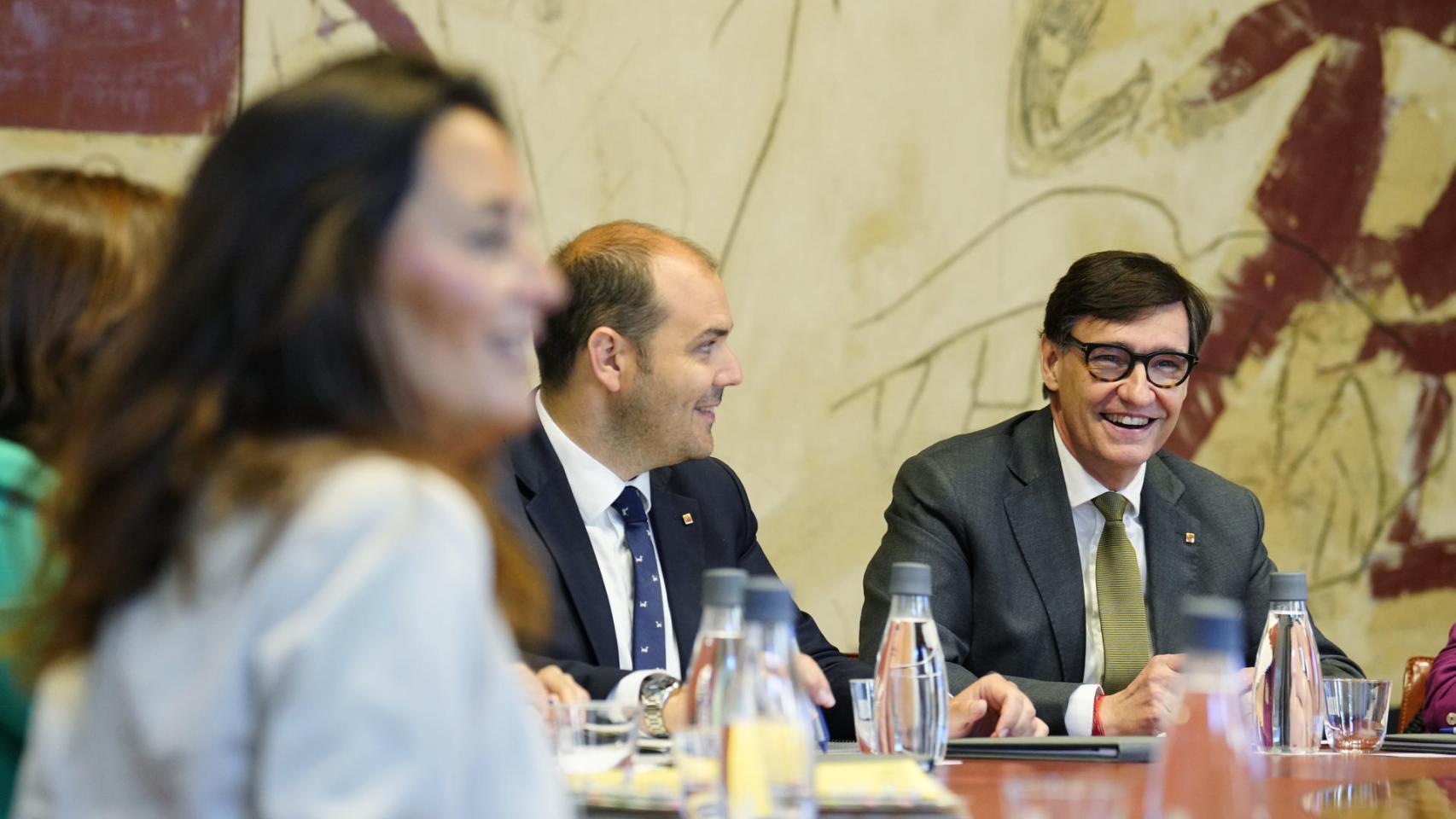 El presidente de la Generalitat, Salvador Illa, durante una reunión semanal del gobierno catalán
