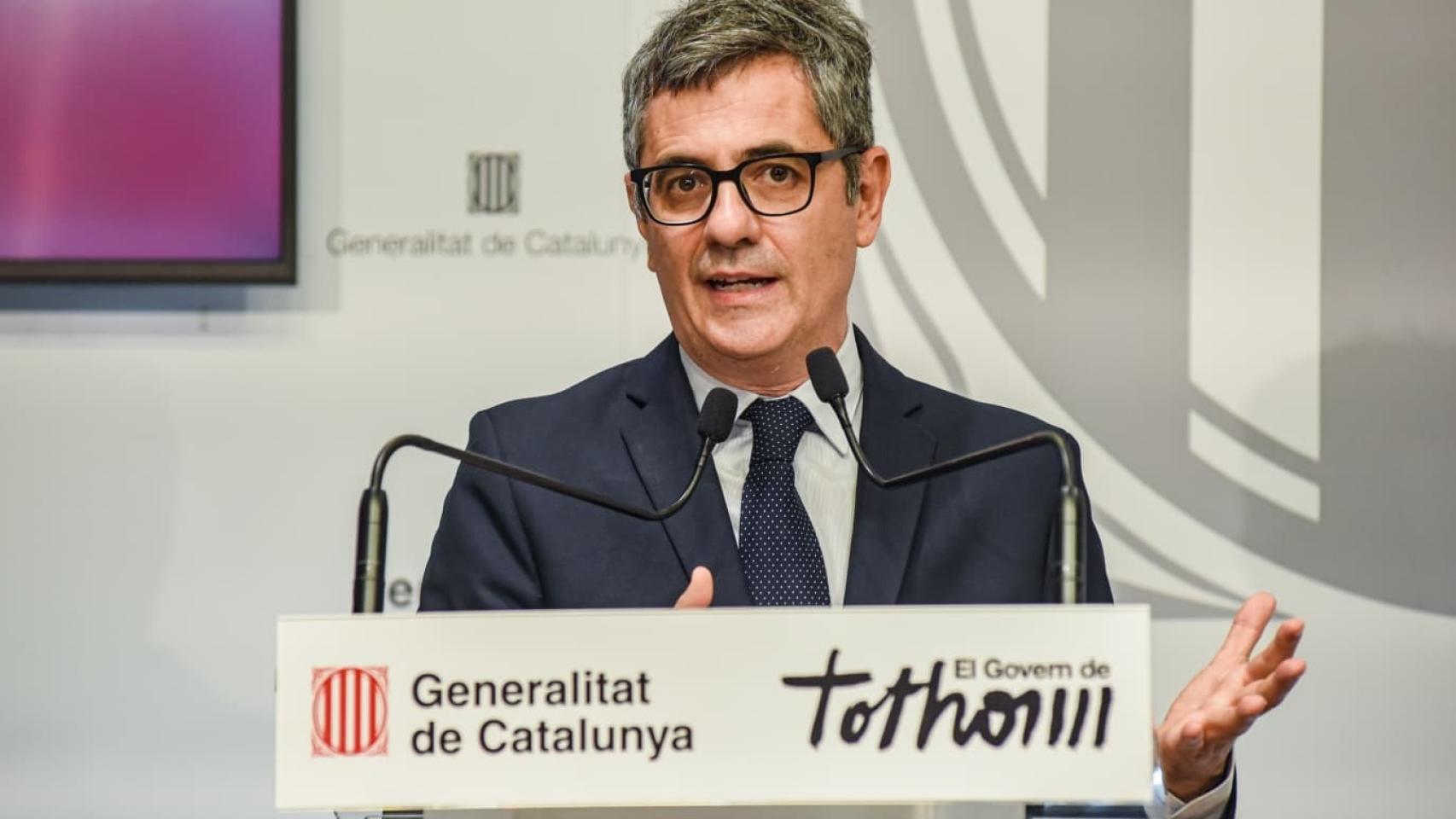 El ministro de Justicia y Relaciones con las Cortes, Félix Bolaños, en rueda de prensa este viernes en la Conselleria de Interior y Seguridad Pública de la Generalitat.
