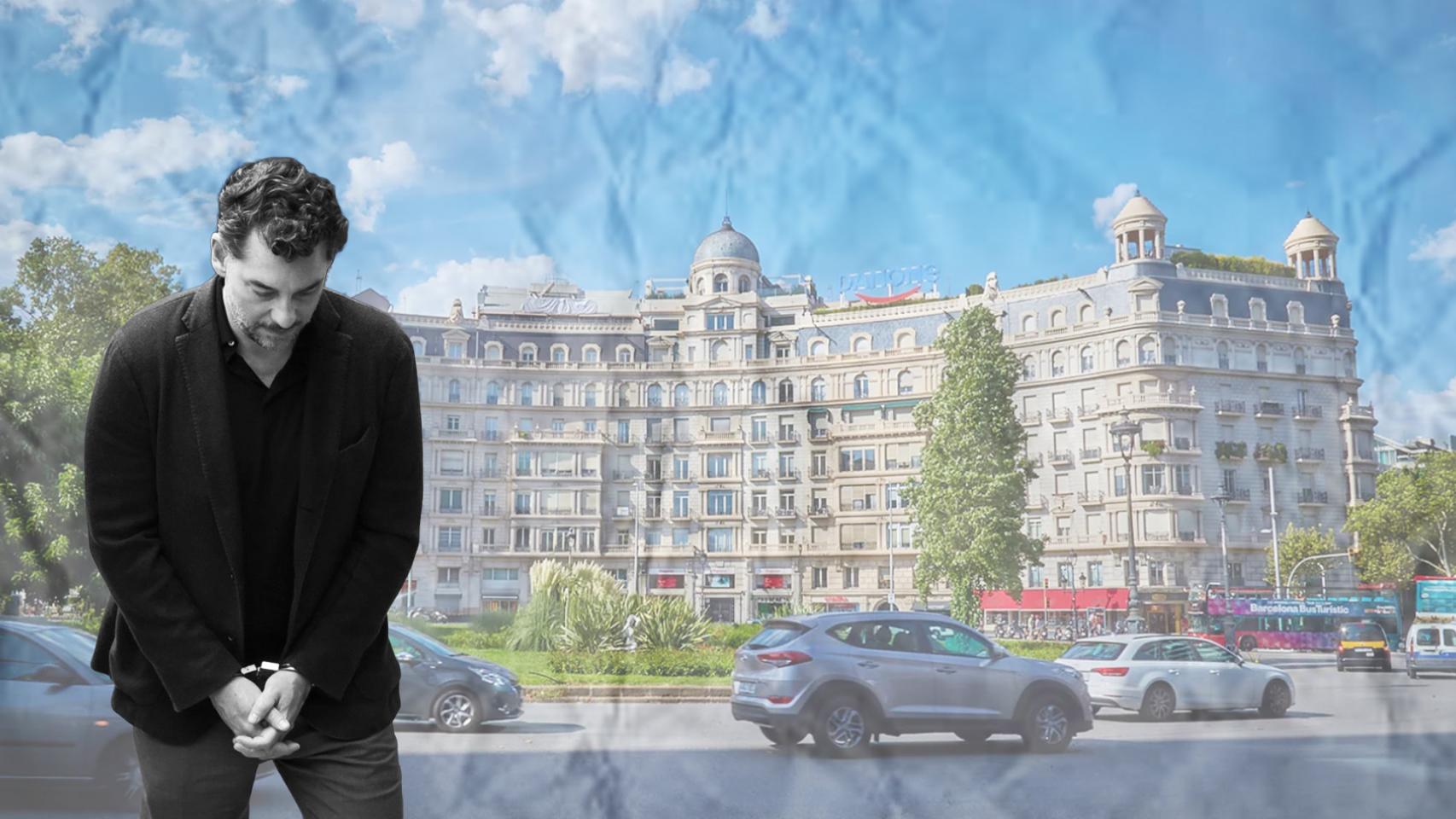 Fotomontaje con el empresario Jonathan Andic y la plaza Francesc Macià