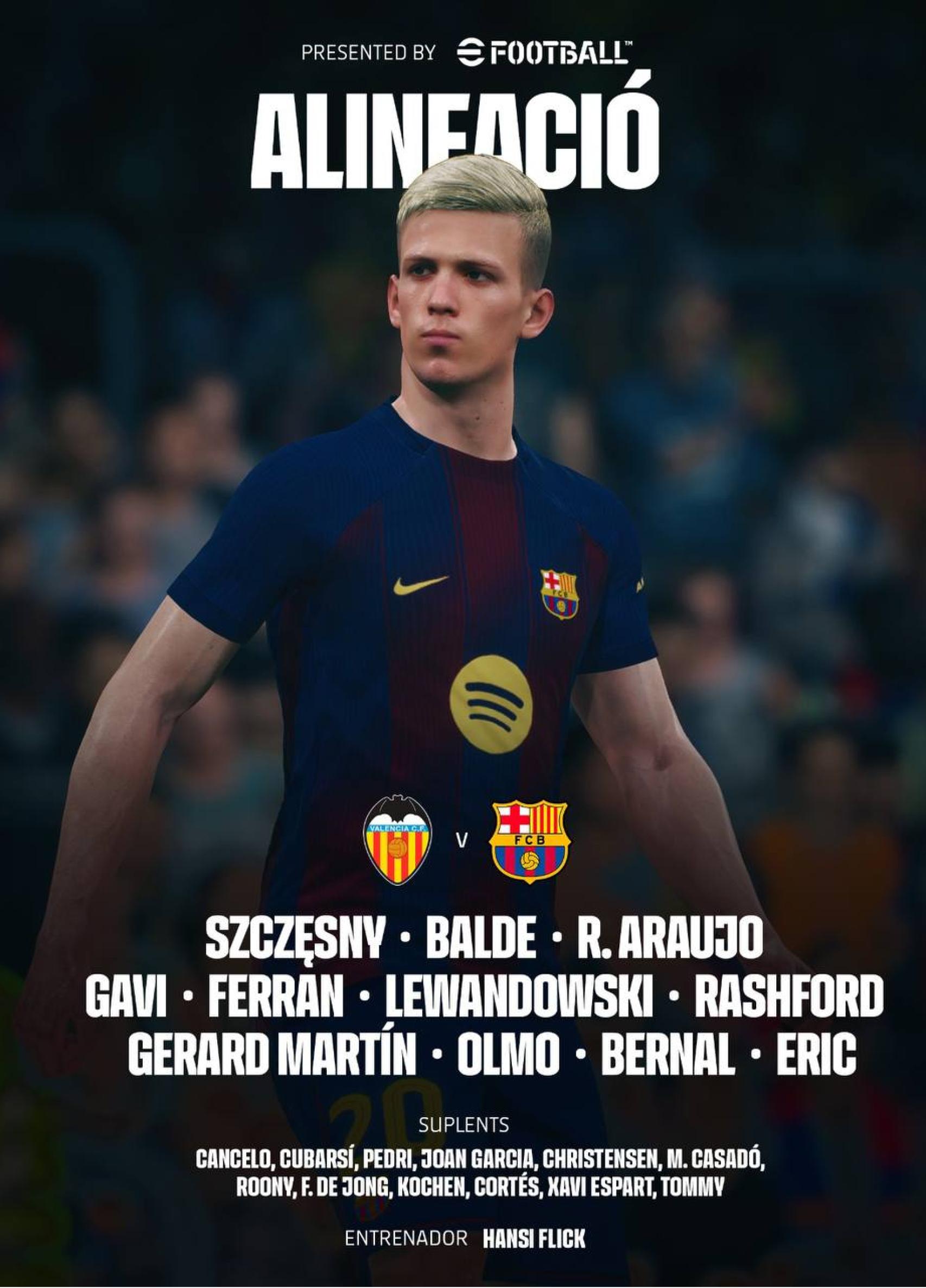 L'alineació del Barça per al partit contra el València