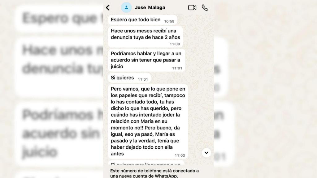 Jose le escribió a la denunciante tras recibir la notificación de la denuncia