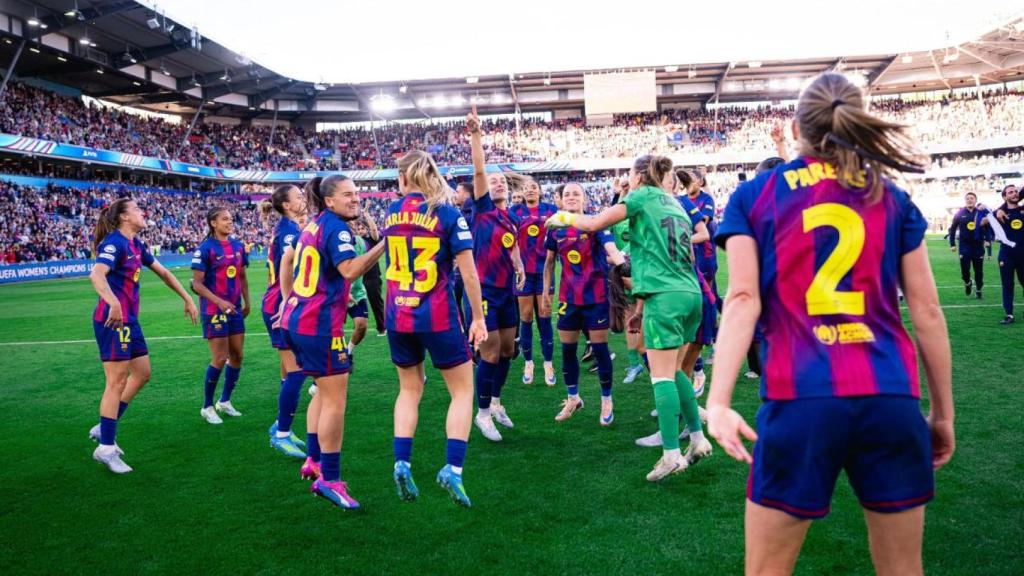 Les jugadores del Barça Femení celebren la conquesta de la Champions League