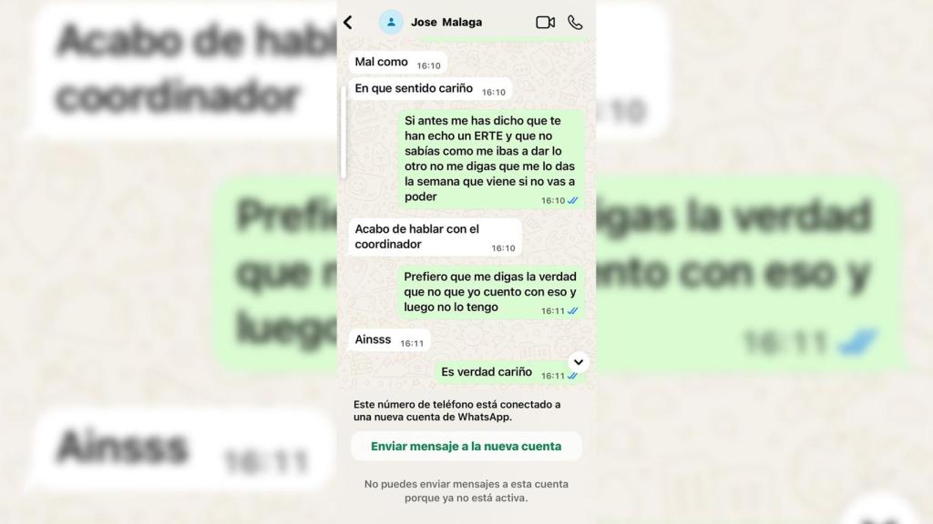 Una altra conversa entre el presumpte estafador i la denunciant, on es parla de l'ERTO