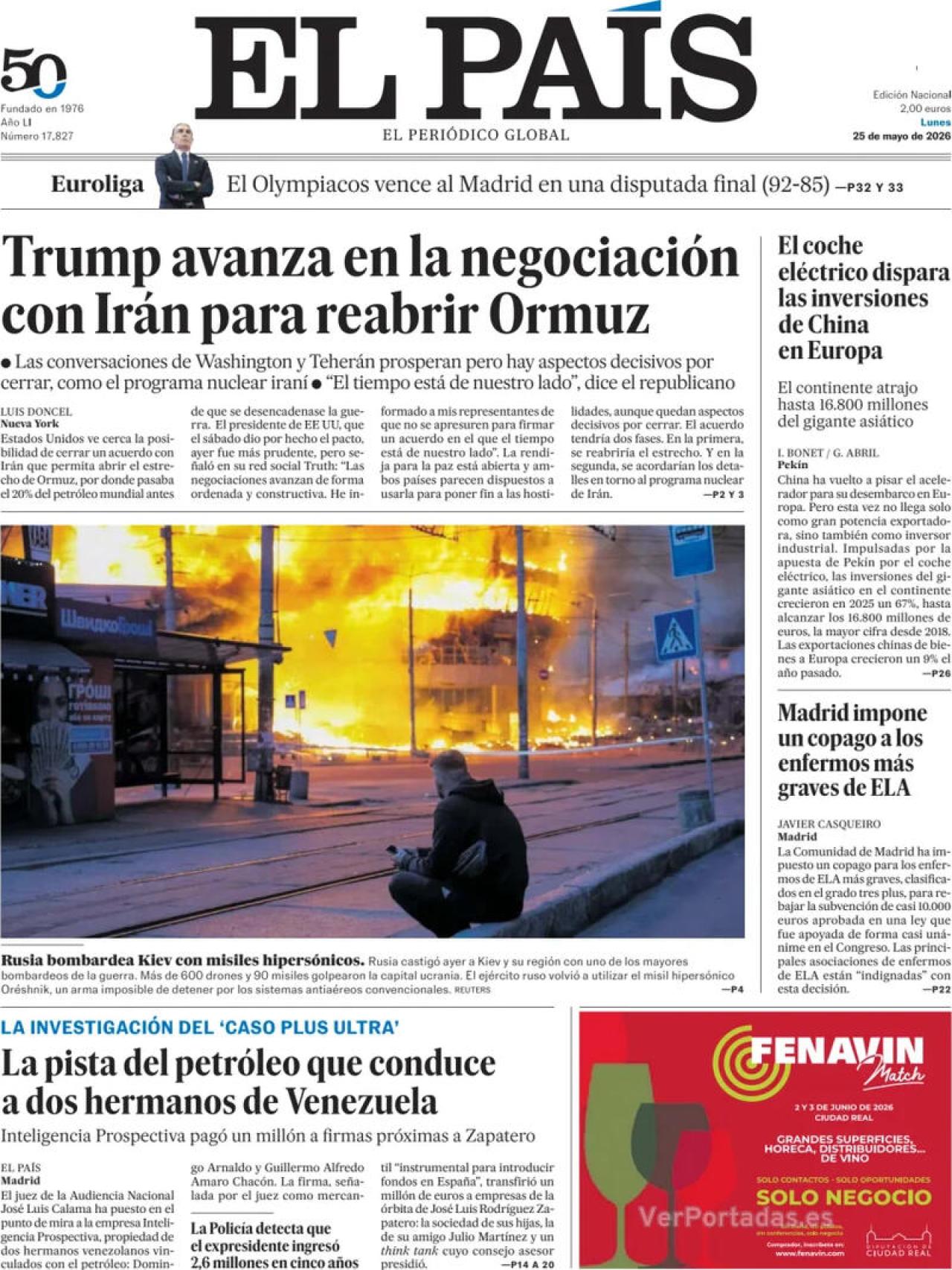 Portada El País 25/05/2026