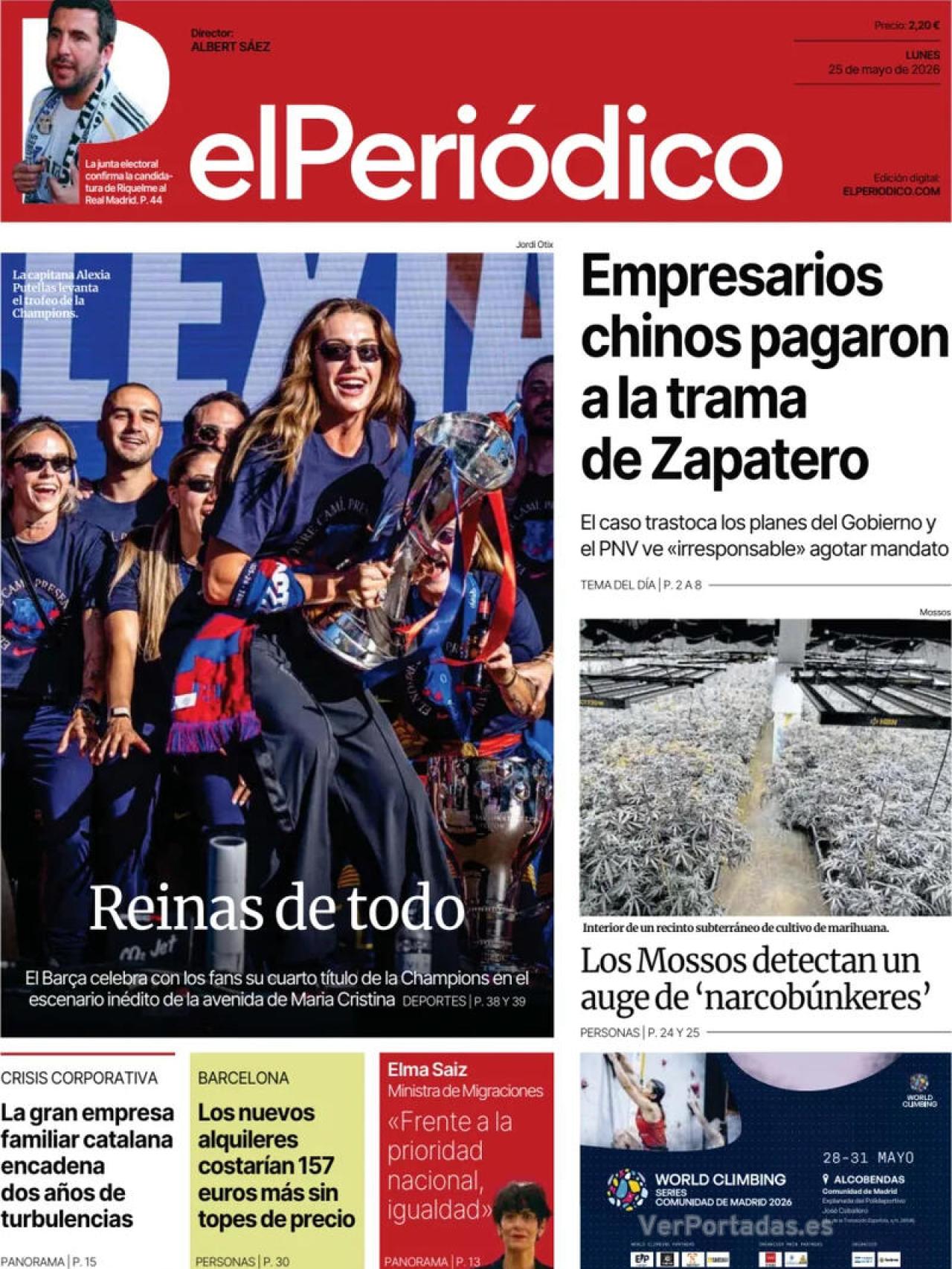 Portada El Periódico 25/05/2026
