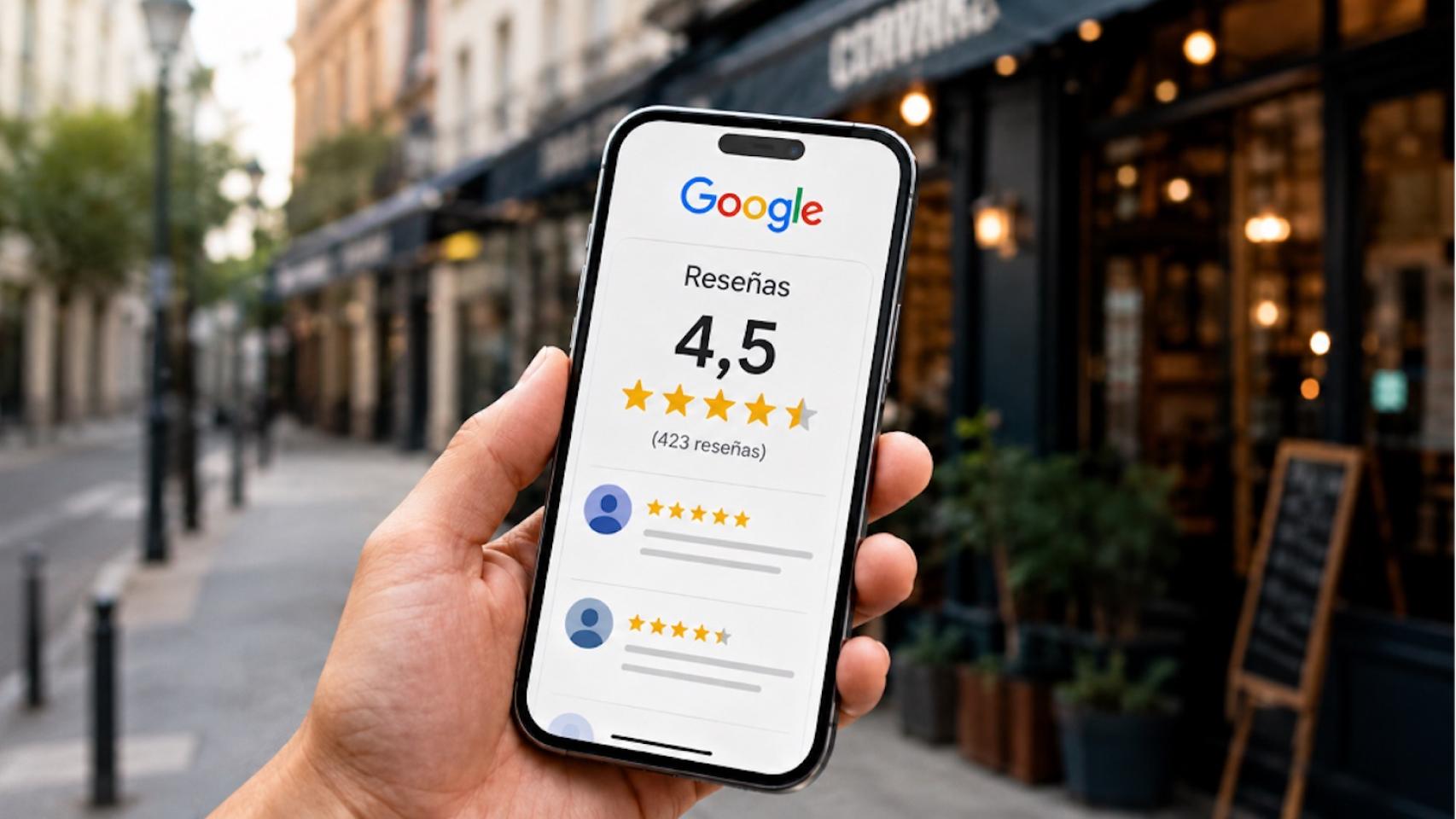 Reseñas en Google desde un teléfono móvil