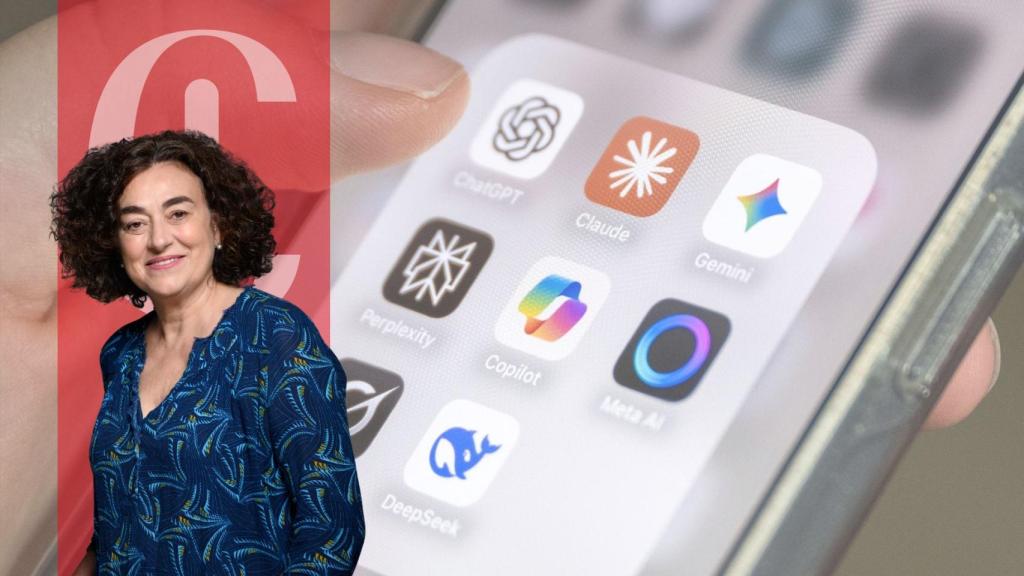 Ana Fernández y un dispositivo móvil con aplicaciones de IA generativa