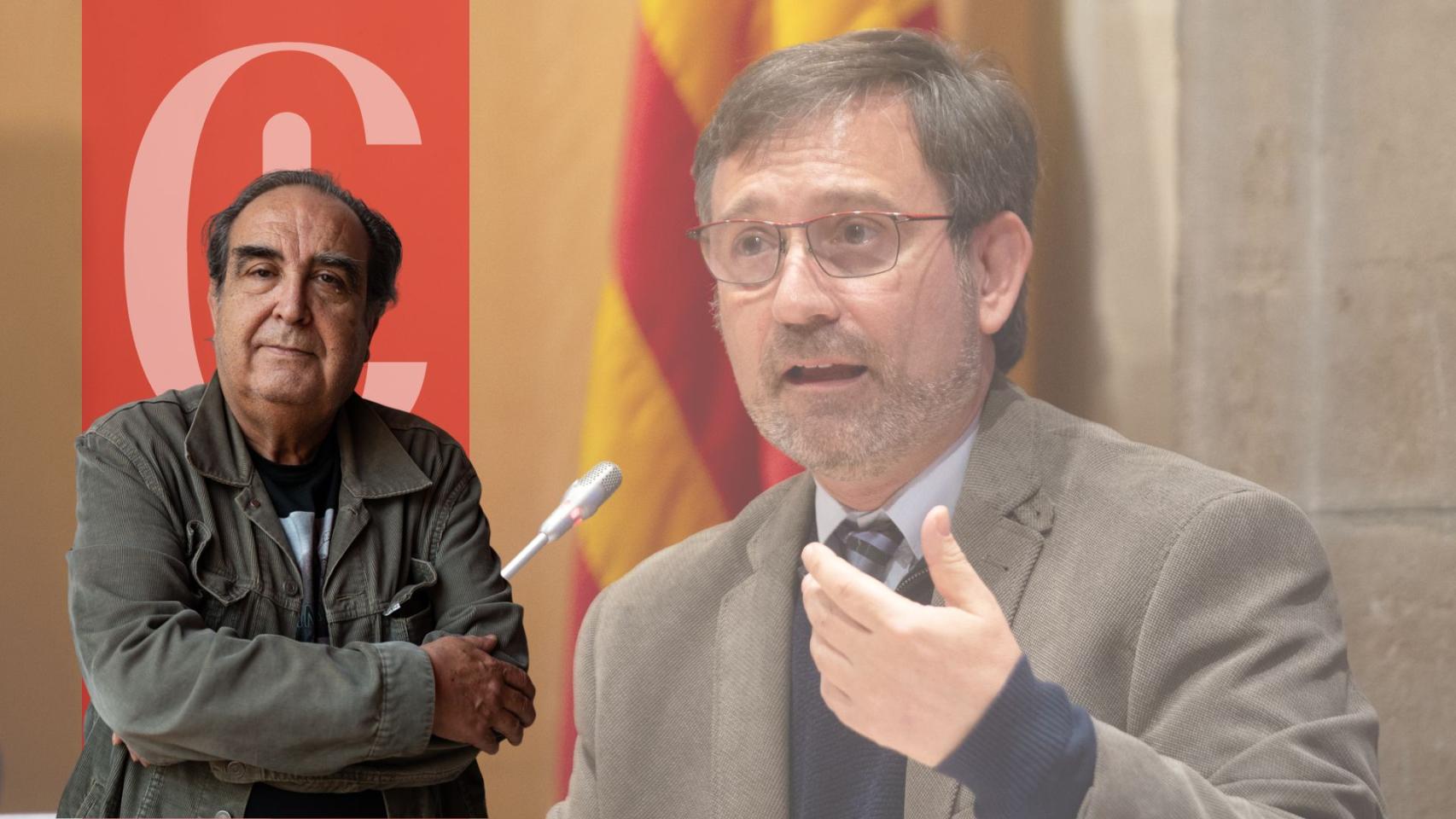 Ramón de España y una imagen del 'conseller' de Política Lingüística de la Generalitat de Cataluña, Francesc Xavier Vila
