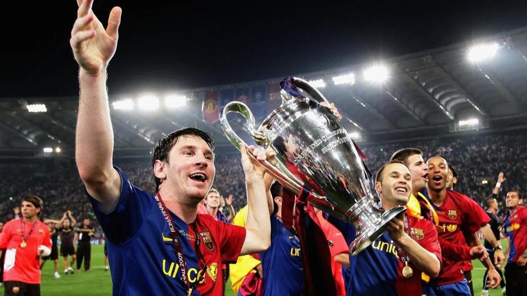 Messi e Iniesta, tras ganar la Champions de 2009 en Roma
