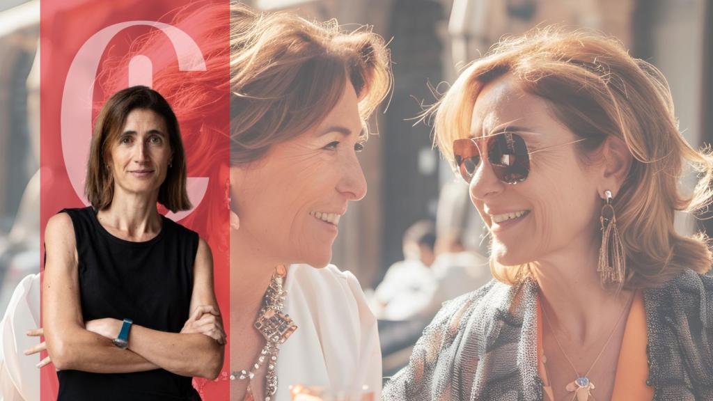 Andrea Rodés y dos amigas tomando un aperitivo