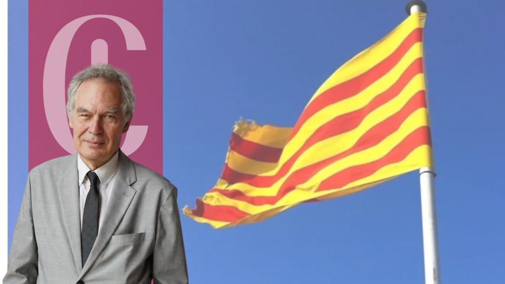 Ignacio Vidal-Folch y una 'senyera'