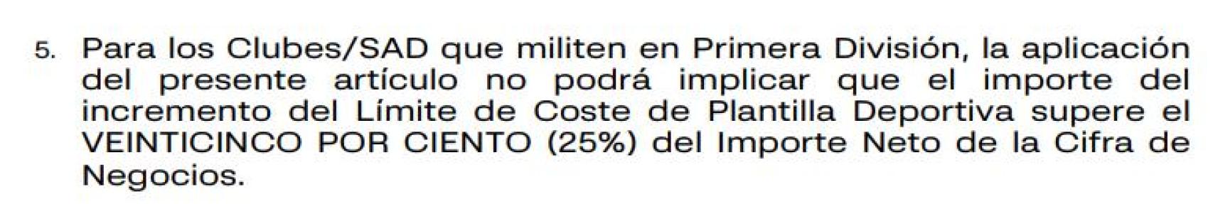 L'article 89 de la normativa d'elaboració de pressupostos de la Lliga restringeix l'increment del límit salarial.png