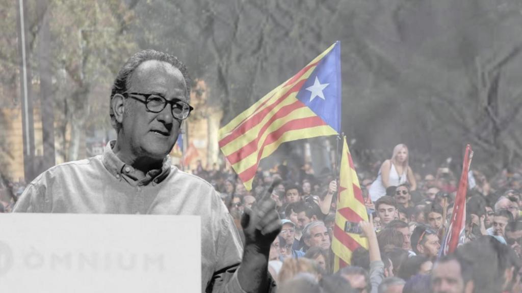 Fotomontaje de Xavier Antich, con una manifestación independentista de fondo