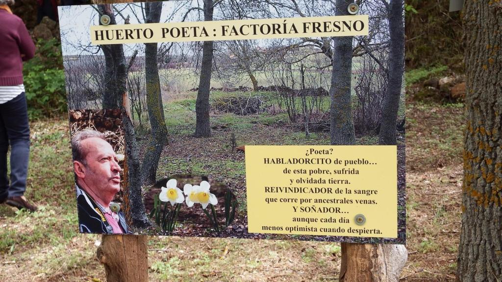Una de les làmines a 'L'Hort Poeta', a Quintanas Rubias de Arriba (Sòria)