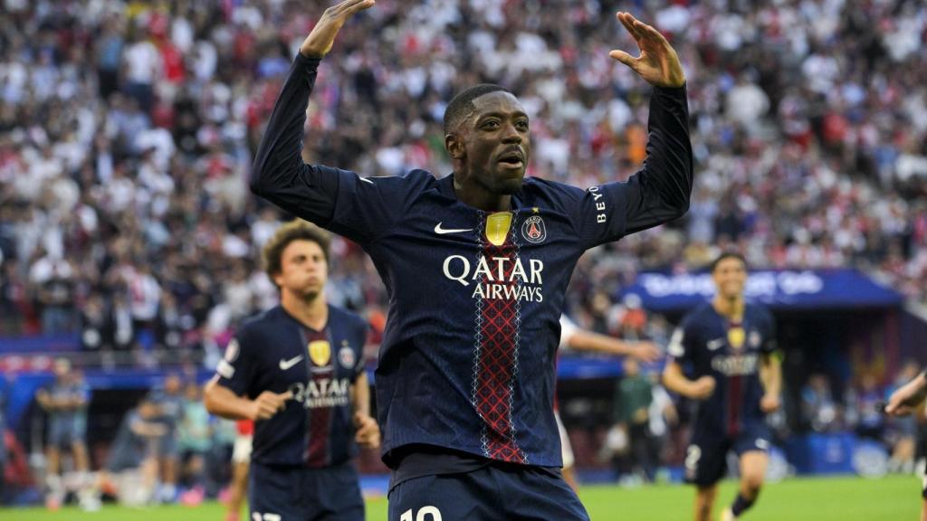 Ousmane Dembélé celebra el seu gol a la final de la Lliga de Campions