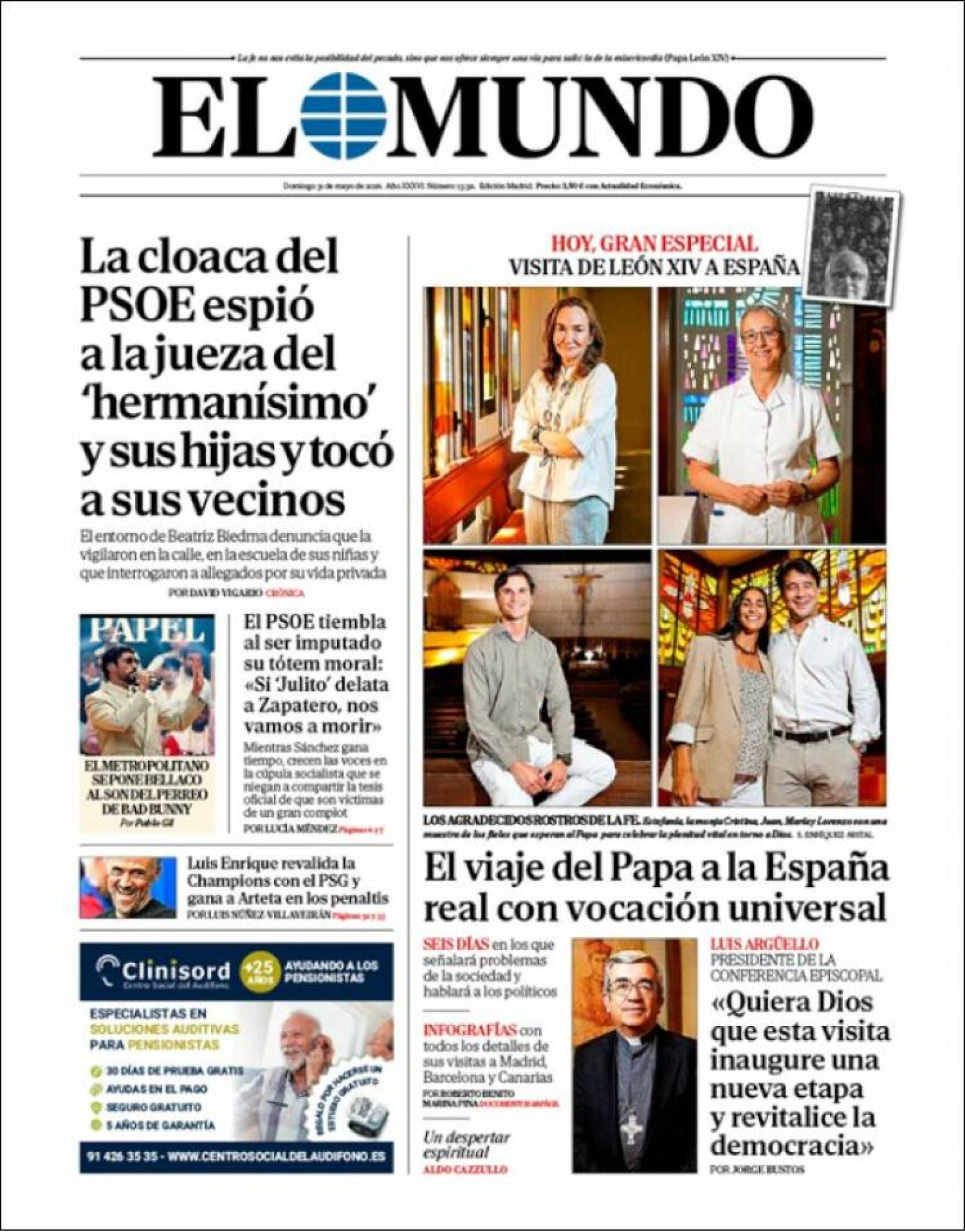 Portada de 'El Mundo' a 31 de maig