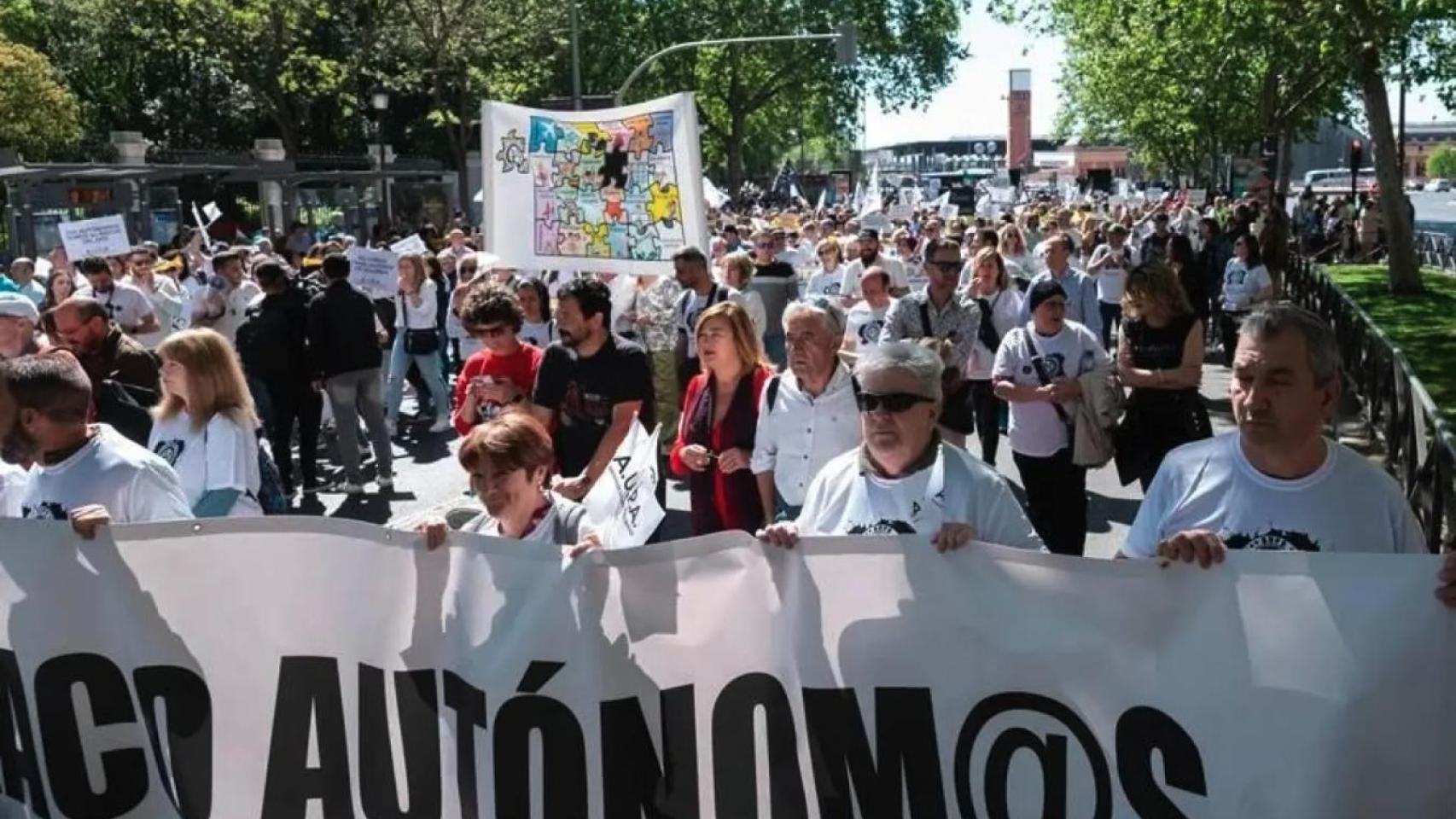 Manifestación de autónomos en el centro de Barcelona
