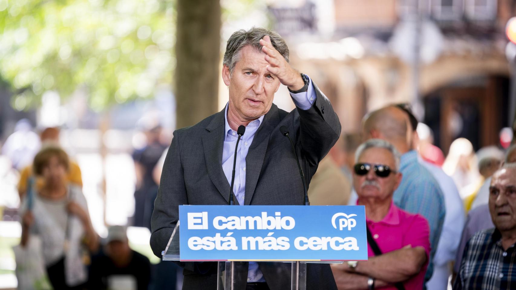 Alberto Núñez Feijóo el jueves pasado en Leganés celebrando el aniversario de las eleciones del 28M de 2023