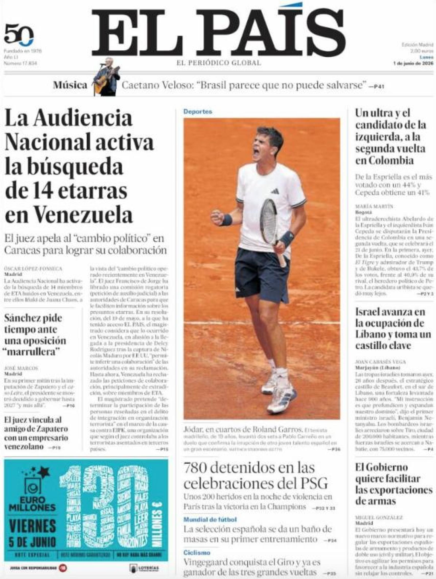 Portada El País 1 de junio