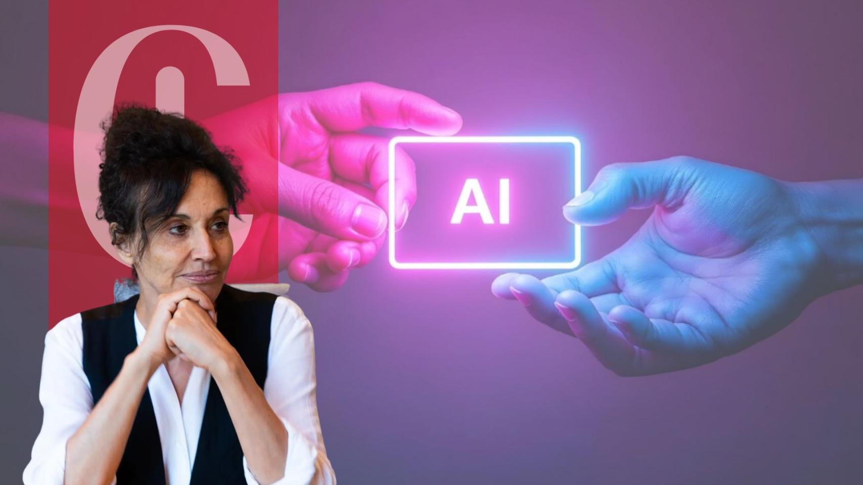 Rosa Cañadas y una representación de IA
