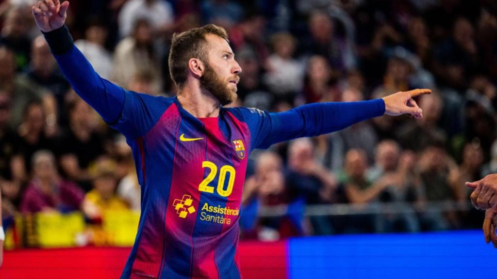 Aleix Gómez, en un partido del Barça de balonmano