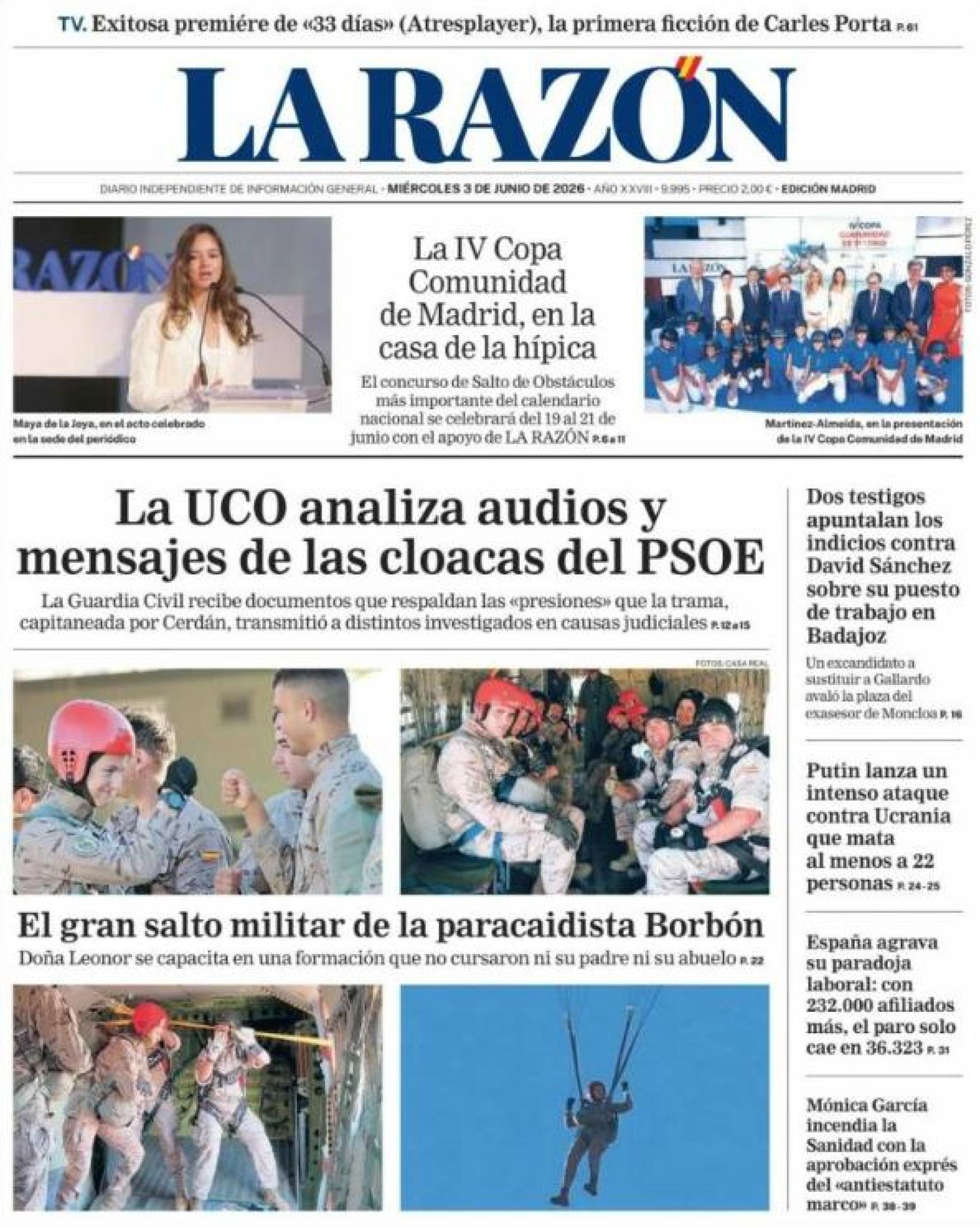 Portada La Razón 3 de junio