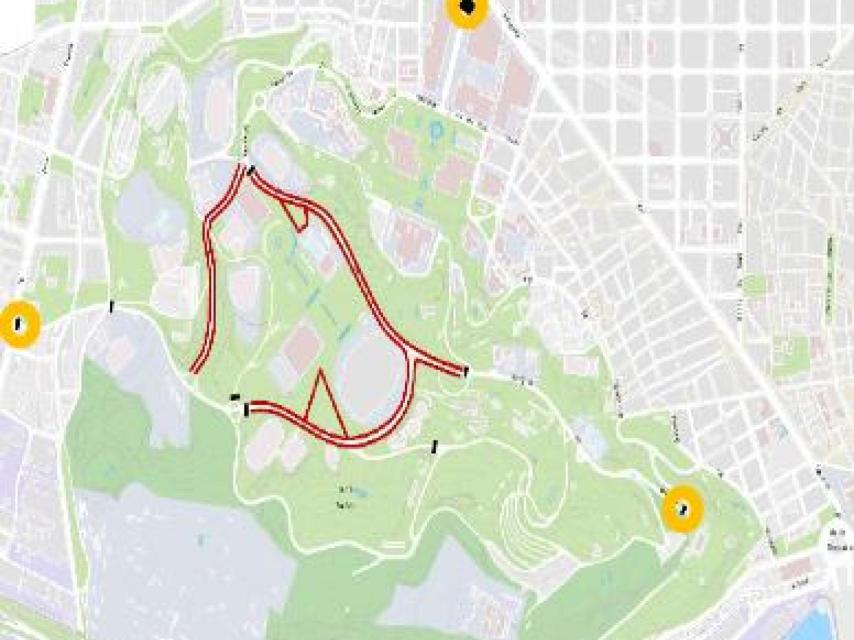 Mapa de Sants-Montjuïc amb els carrers tancats i restriccions de trànsit previstes per la visita del Papa a Barcelona