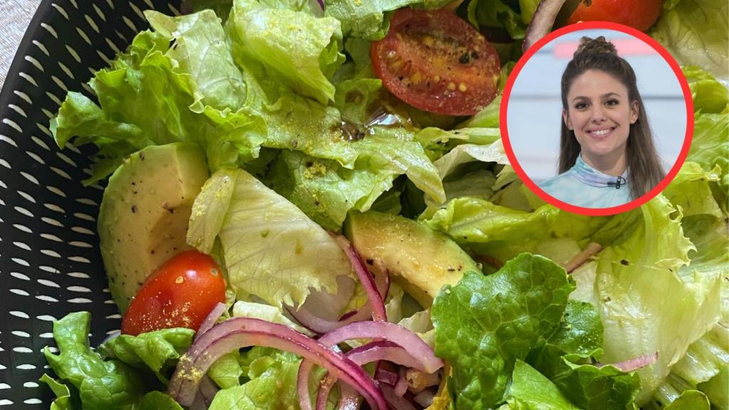Marta Verona y plato de ensalada