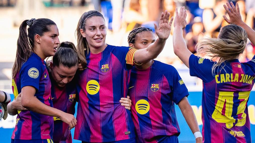 Las jugadoras del Barça Femenino celebran un gol