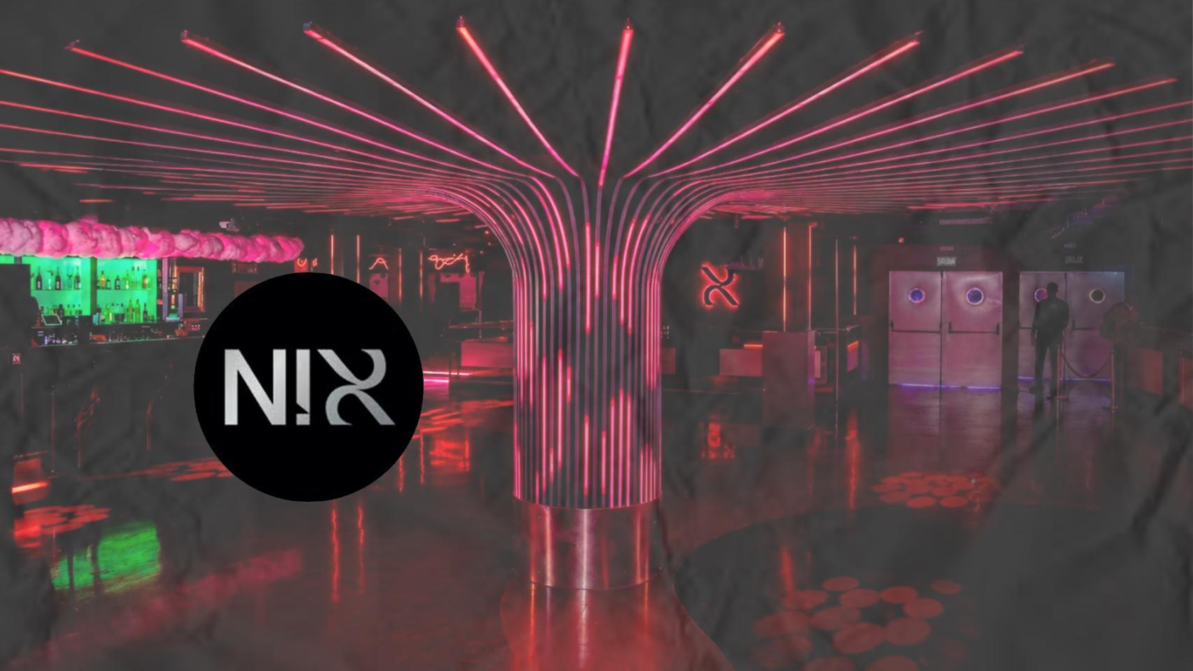 Montaje con la discoteca Nix de Barcelona y su logo