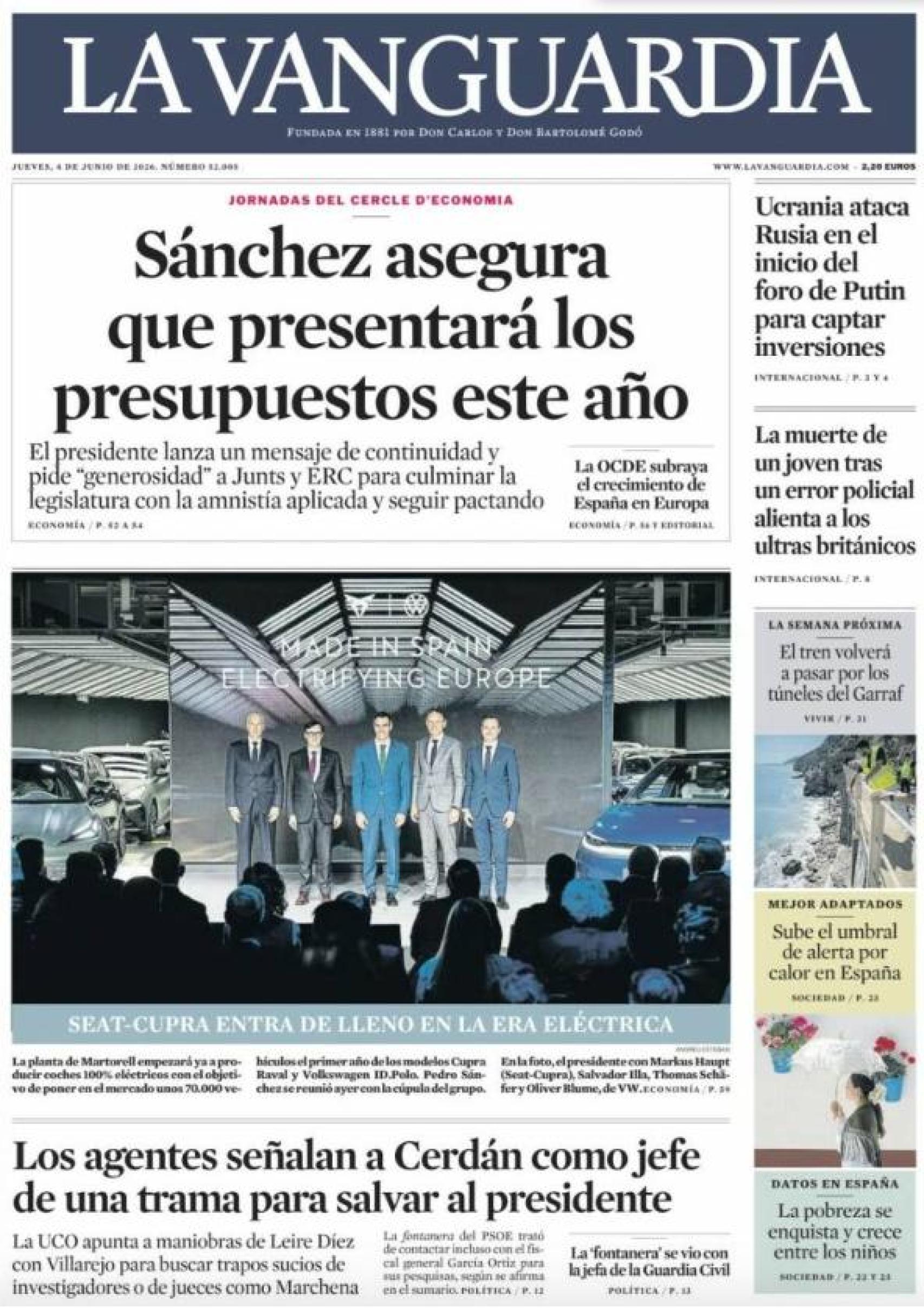 Portada La Vanguardia 4 de juny