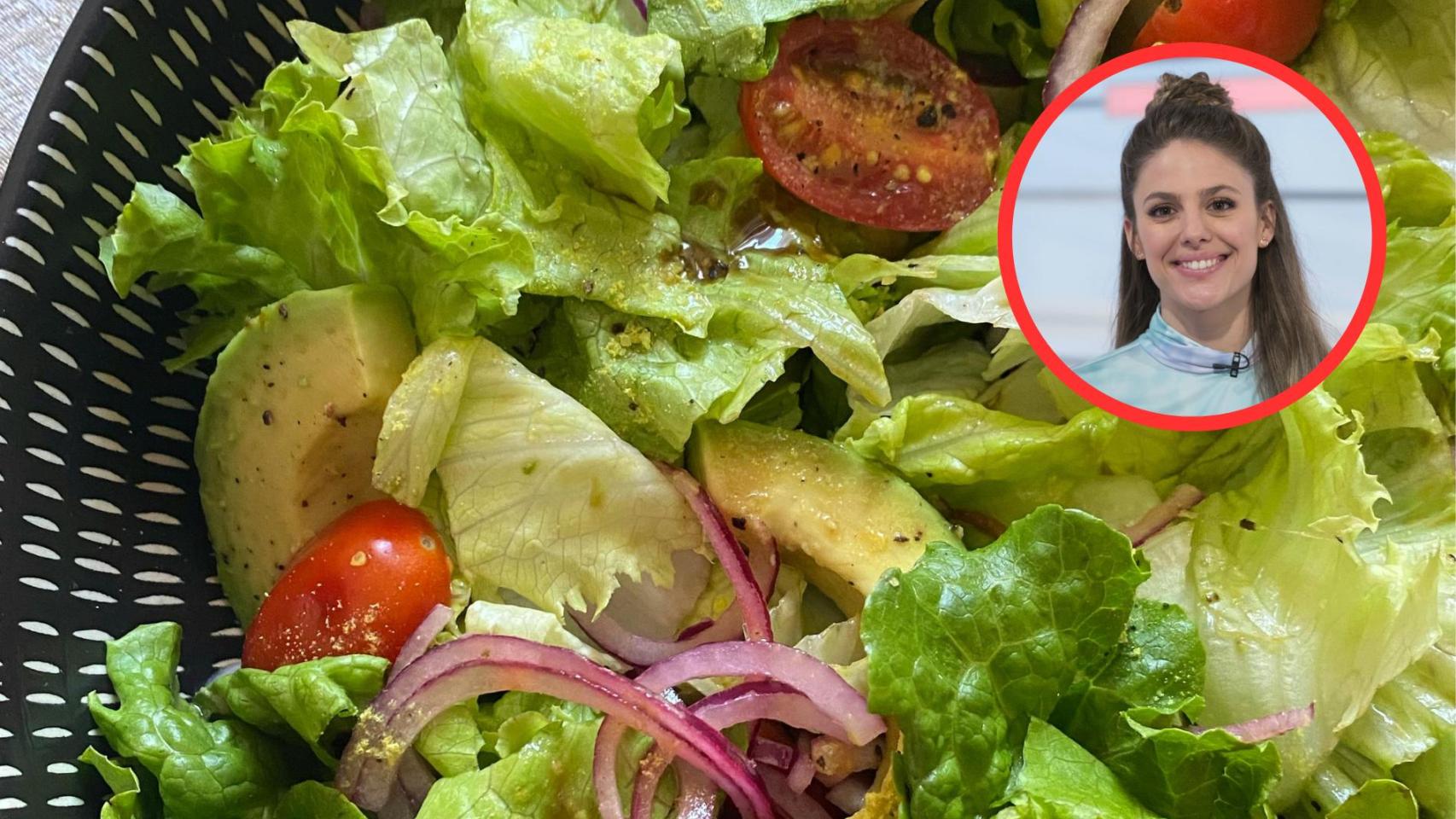 Marta Verona y plato de ensalada