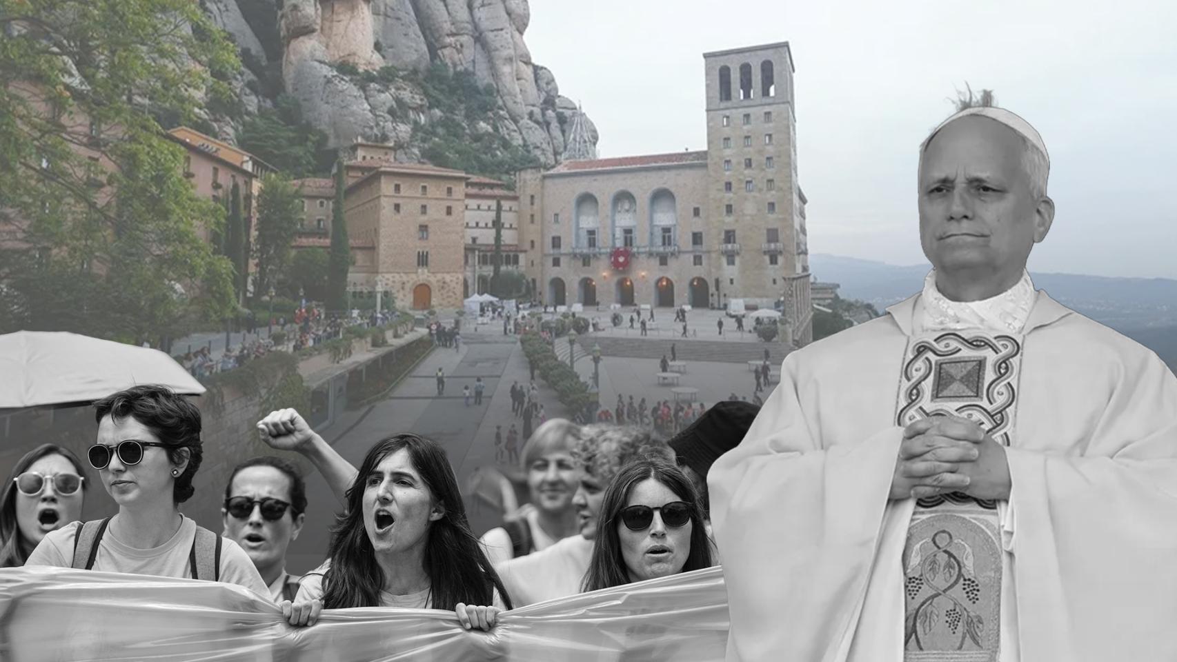 Fotomontaje del Papa León XIV, ante las protestas del sector educativo y la Abadía de Montserrat