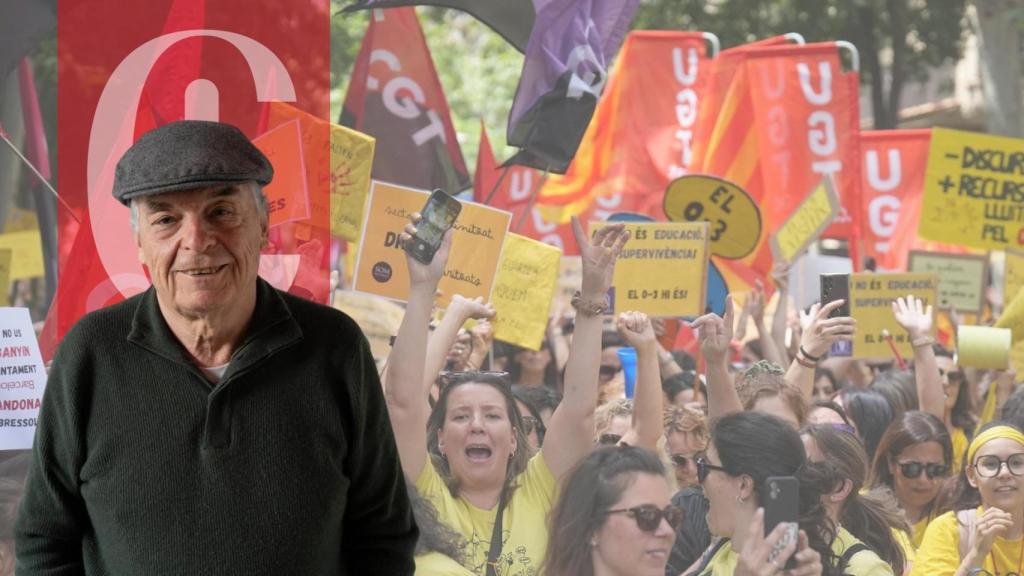Jordi Mercader y profesores catalanes en huelga