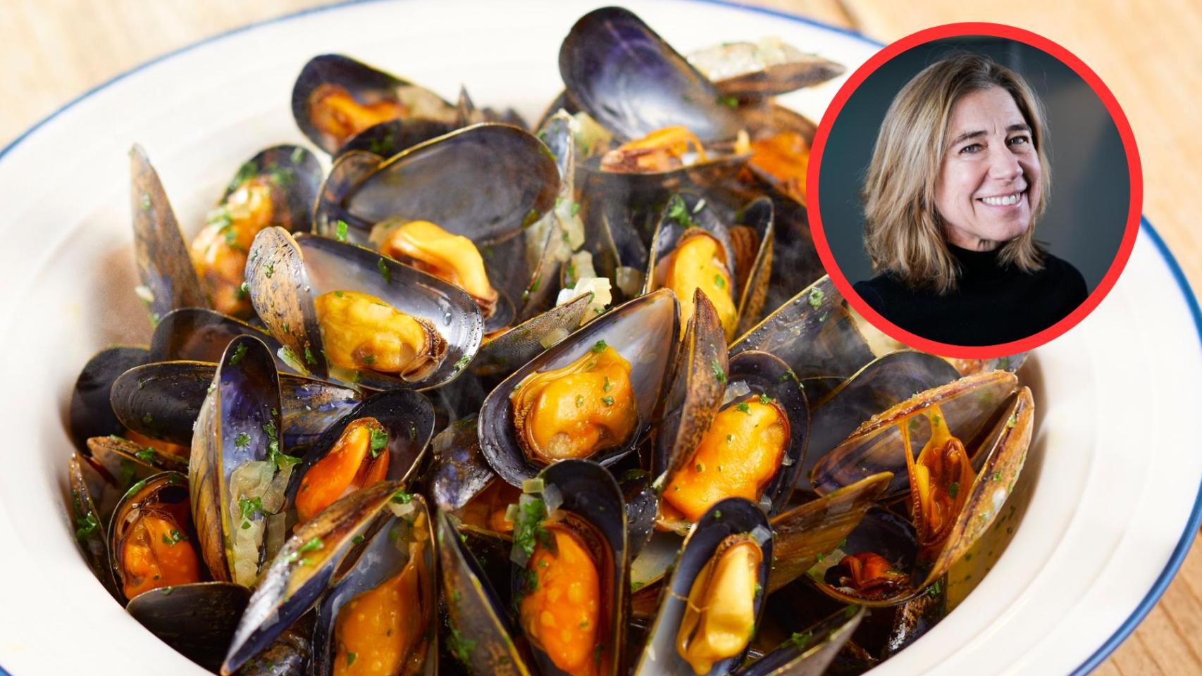 Ada Parellada y plato de mejillones 