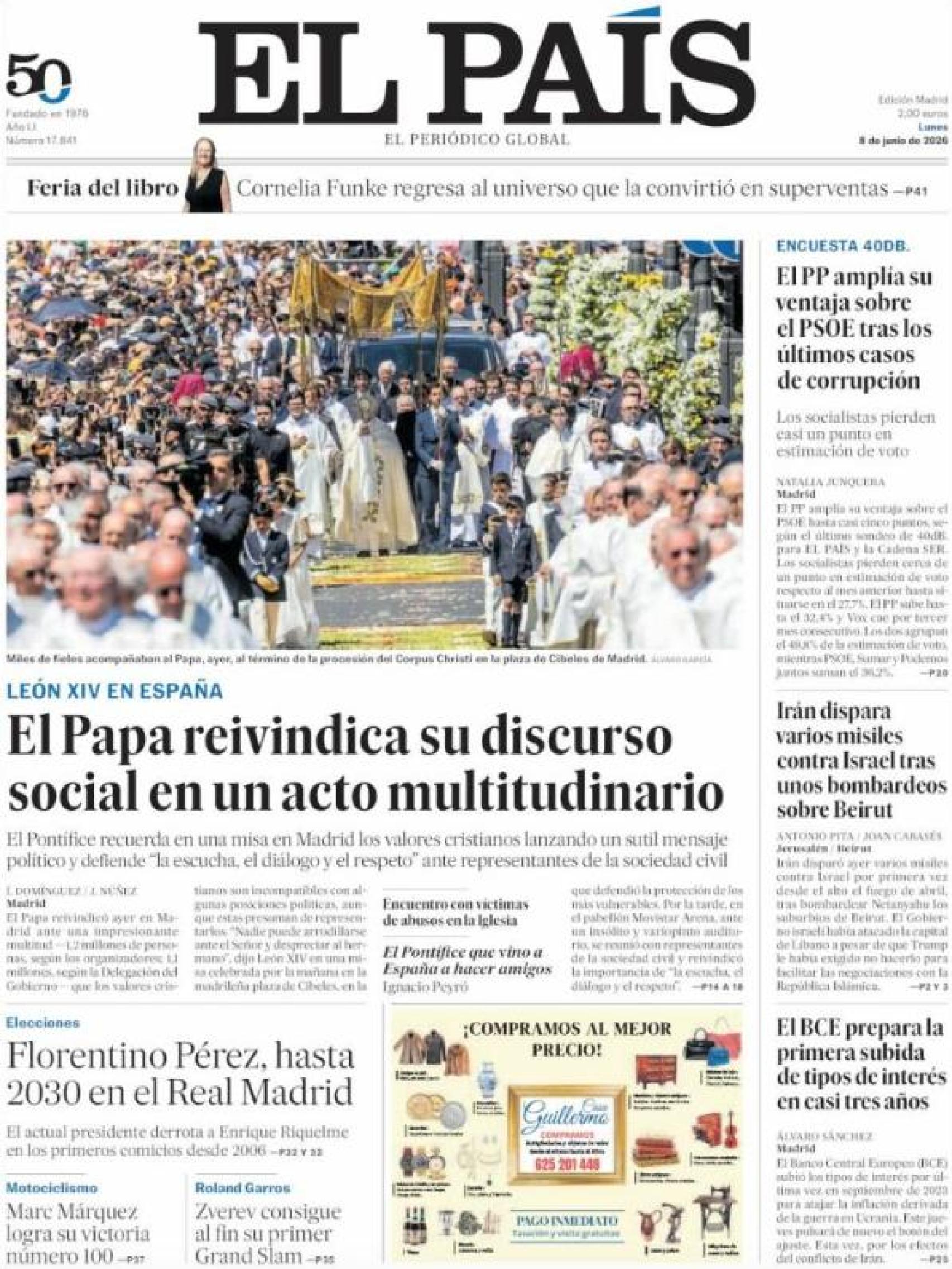 Portada El País 8 de juny