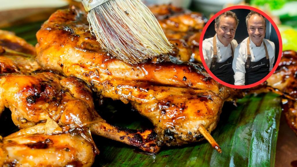 Hermanos Torres y plato de pollo 
