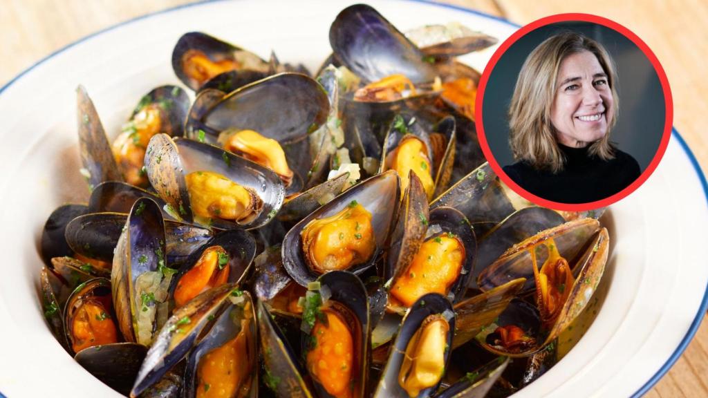Ada Parellada y plato de mejillones 