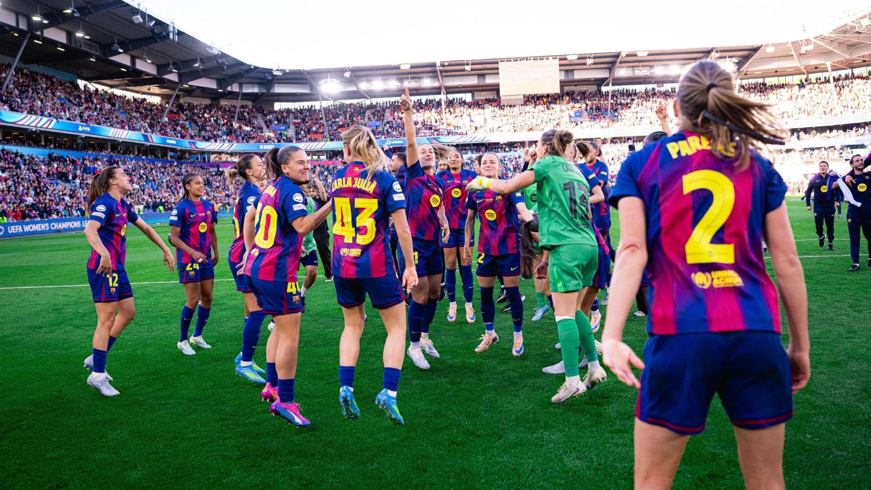 Las jugadoras del Barça Femenino celebran la conquista de la Champions League en Oslo
