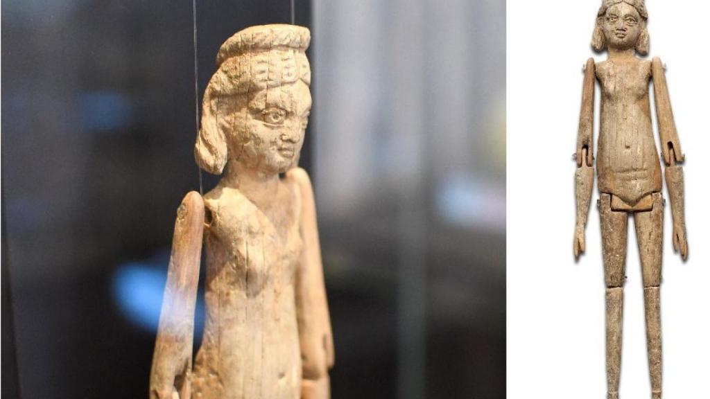 Nina articulada d'eben de la necròpolis paleocristiana de Tàrraco; el president Illa li ha entregat una reproducció al Papa Lleó XIV en la seva visita a Barcelona