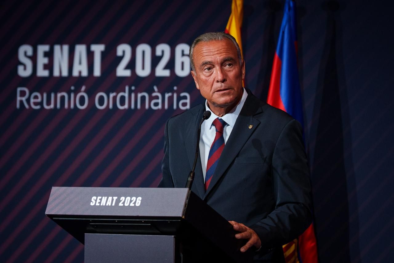 El president interí del Barça, Rafa Yuste, a la reunió del Senat