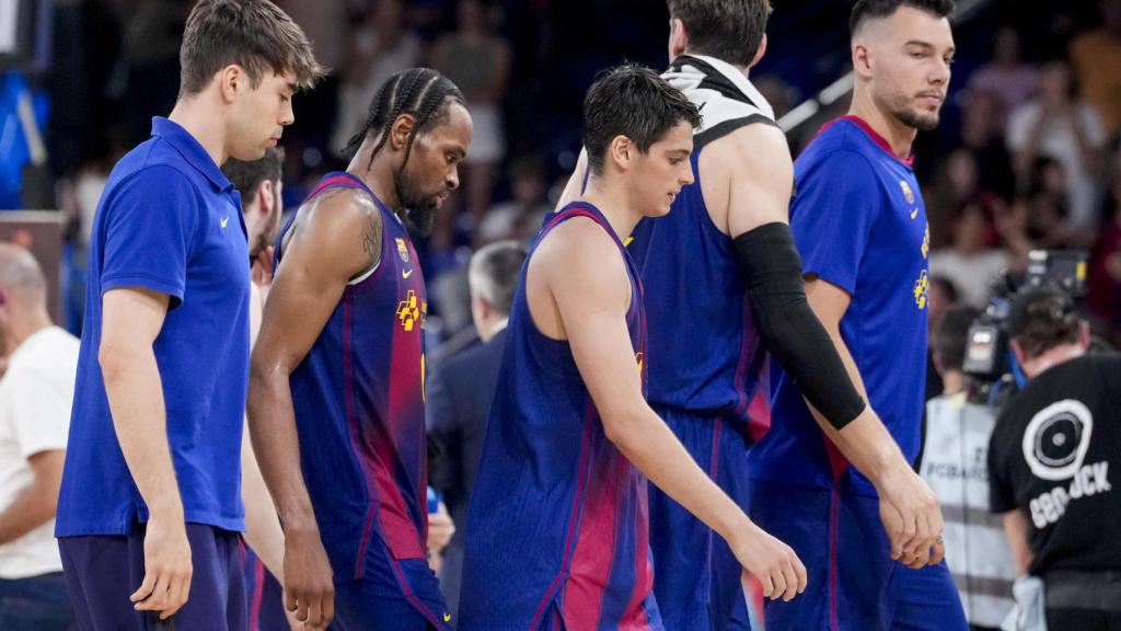 El Barça de basket después de ganarle un partido al UCAM Murcia