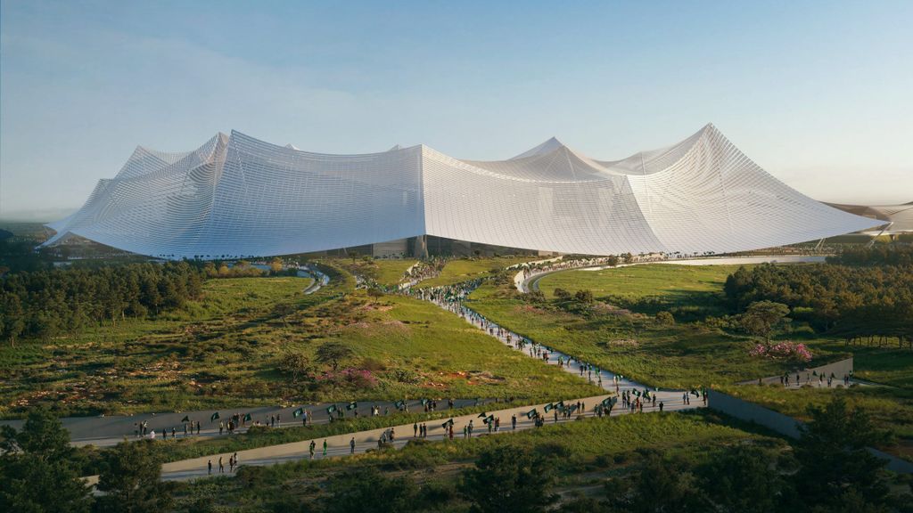 Un render del Hassan II Stadium, en Marruecos