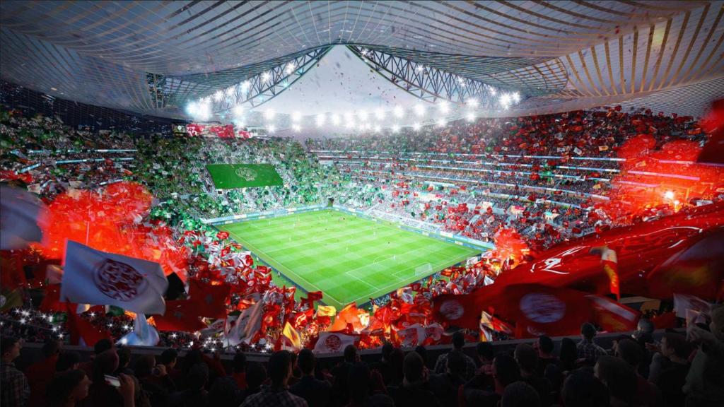 Un render del Estadio Hassan II por dentro