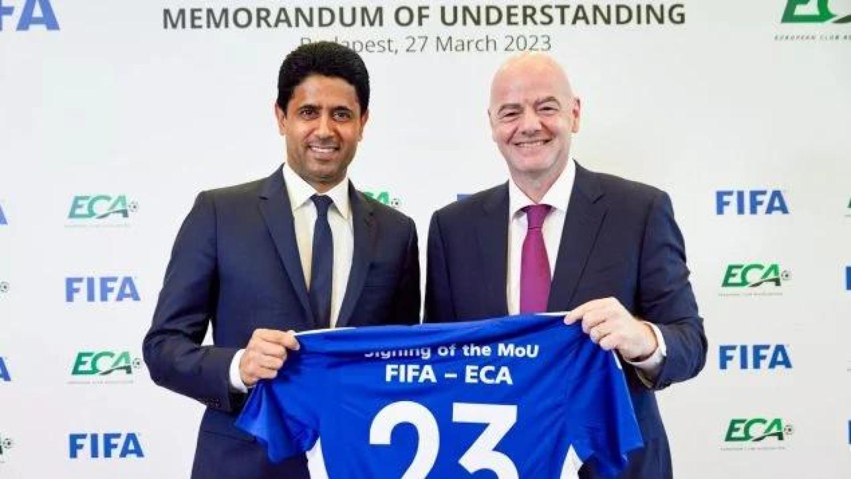 Nasser Al-Khelaifi y Gianni Infantino
