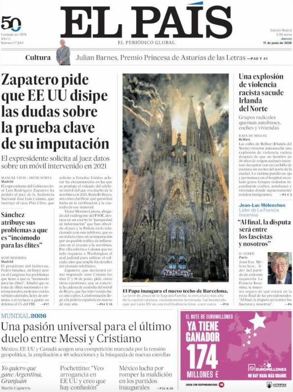 Portada El País 11 de juny