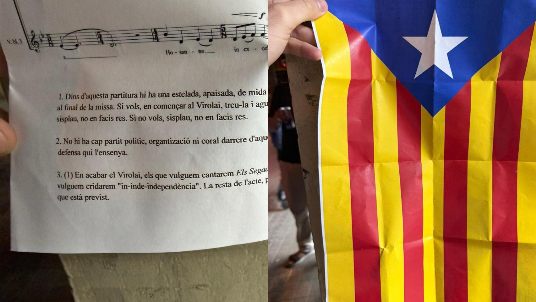 Las instrucciones del boicot y las pequeñas esteladas que llevaban los coros