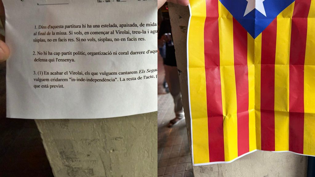 Las instrucciones del boicot y las pequeñas esteladas que llevaban los coros